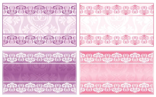 Pink Lilac Invitations Valentines Day Wedding Beautiful Pattern — Stock Vector