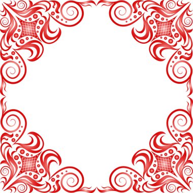 Klasik tarzı çiçek desenli bir beyaz zemin üzerine kırmızı güzel çerçeve