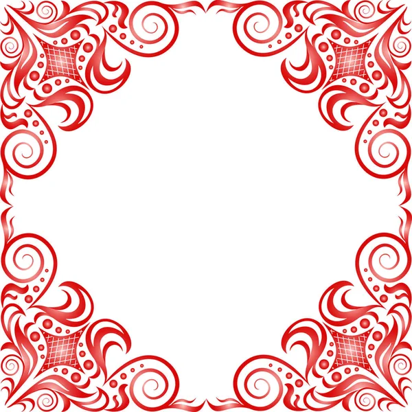 Červený Krásný Rám Klasickém Stylu Bílém Pozadí Květinovým Vzorem — Stockový vektor