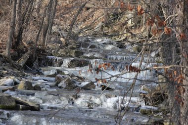 Su hafif bir aşağı basamaklı dağlık ve kayalık eğim. Kış sezonu başında kayalar üzerine form buz.