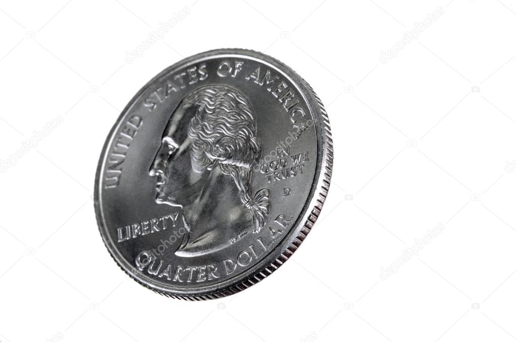 US Quarter on white