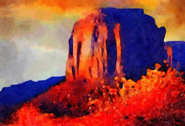 Monument Valley Aquarela sobre papel — Fotografia de Stock