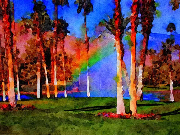 Parcours de golf aquarelle — Photo