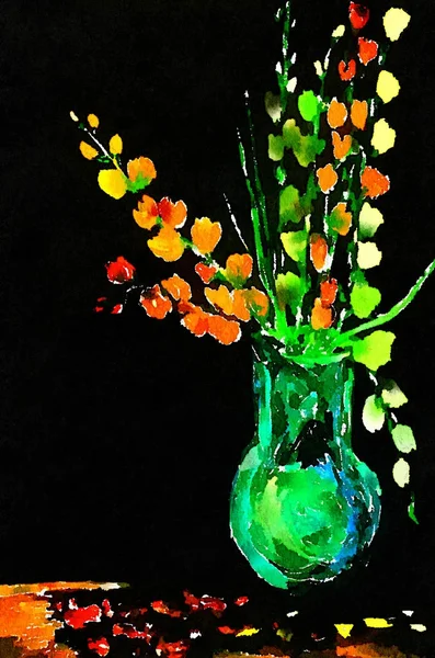Vaso Verde com Gladiola — Fotografia de Stock