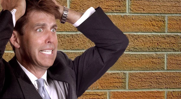 Businessman Up Against a Brick Wall — Stock Photo, Image