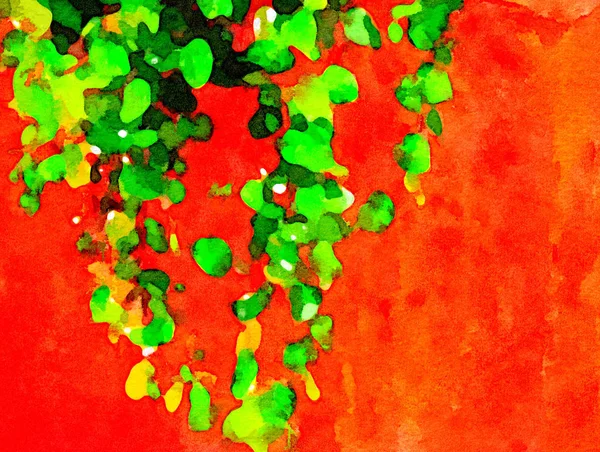 绿藤从红锅流出. — 图库照片