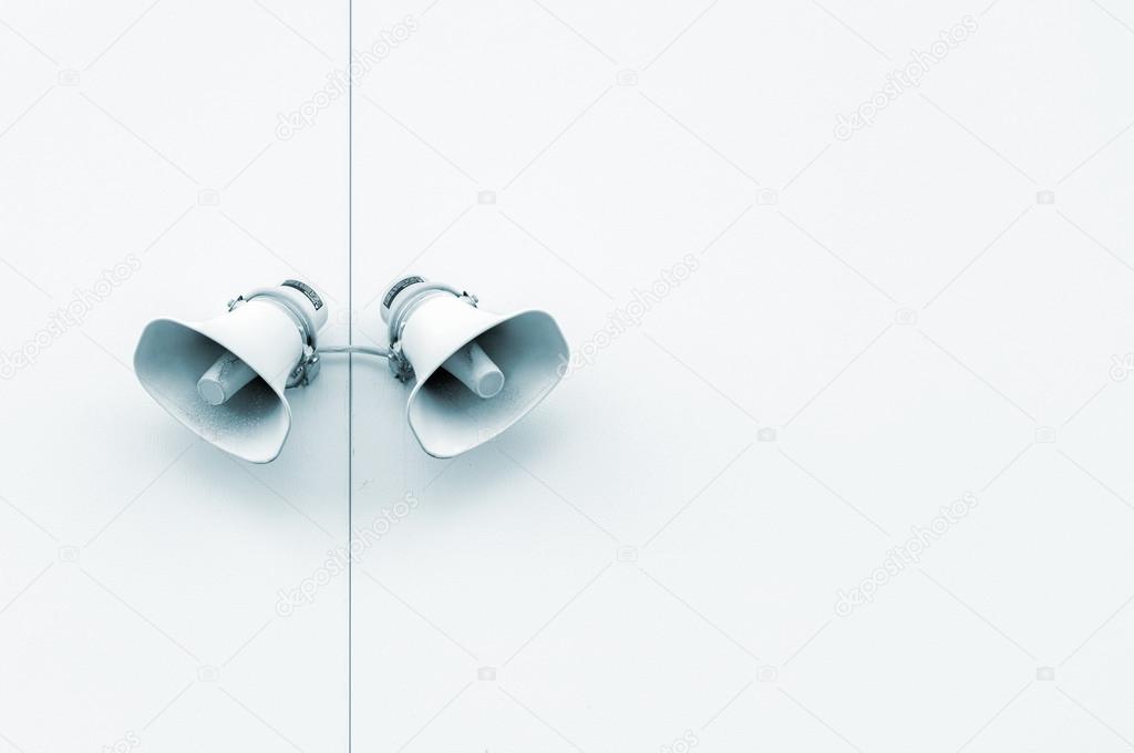 Pair of loudspeakers on the wall 