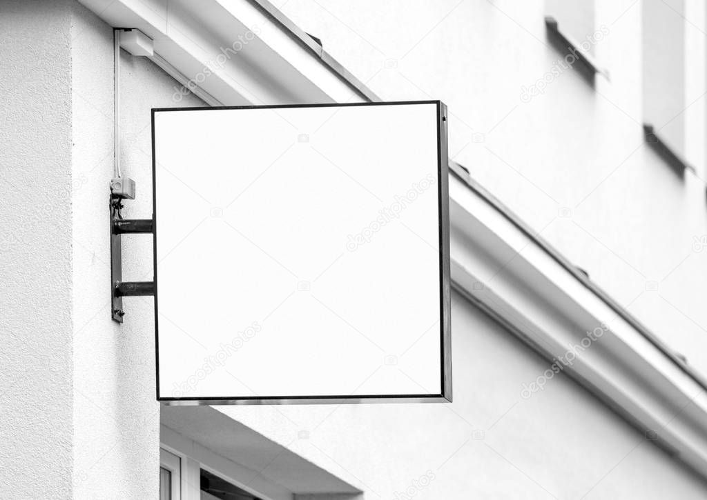 White empty outdoor business signage mock up to add company logo