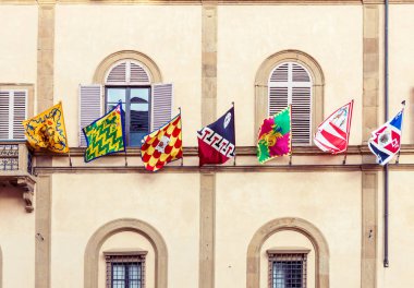 Siena city flags in Italy clipart