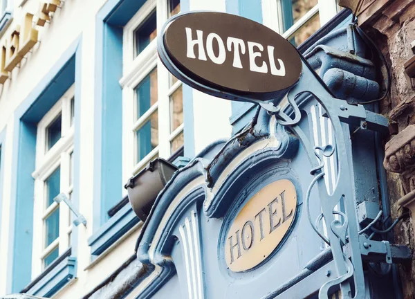 Classical style hotel outdoor sign — Stock Photo, Image
