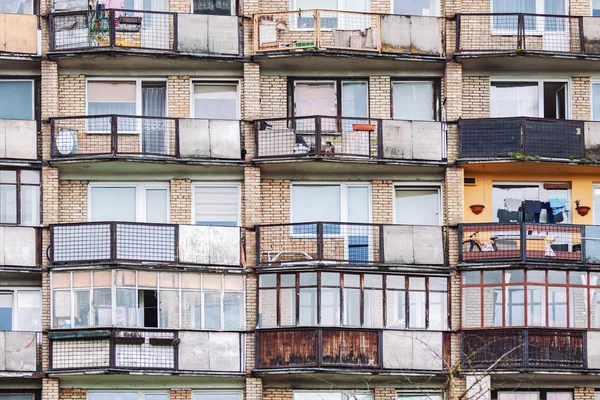 Old residential building balconies and windows — Stock Photo, Image