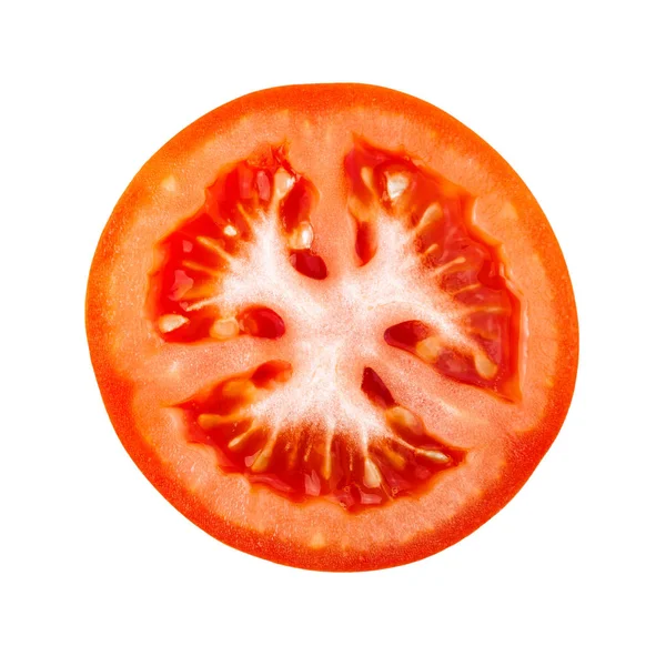 Tomatenscheibe isoliert auf weißem Hintergrund — Stockfoto