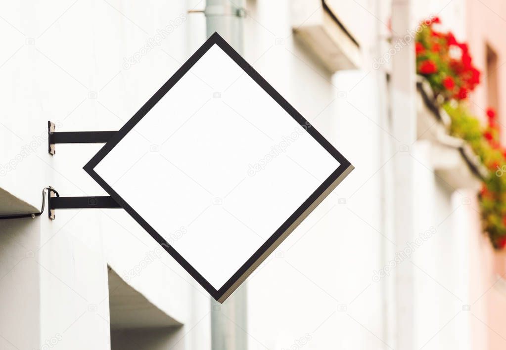 White blank outdoor business signage mockup