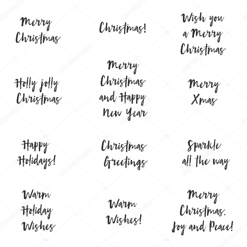 Christmas greetings text vector overlays