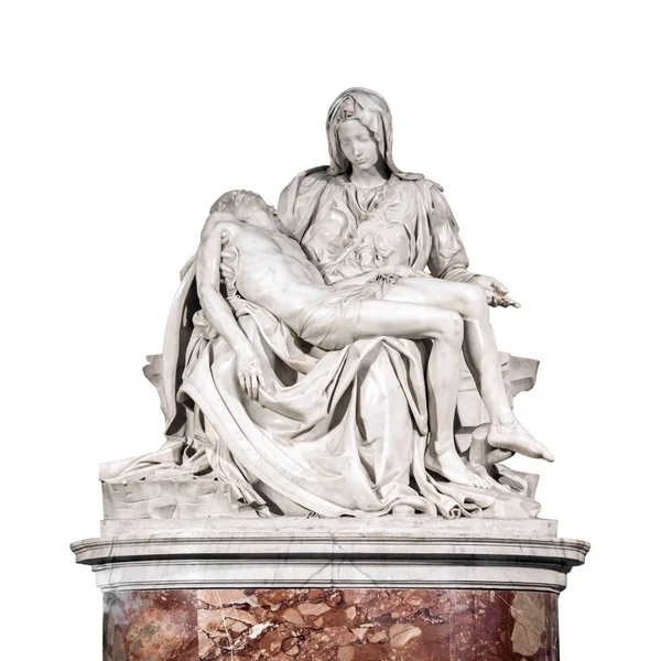 A escultura Pieta de Michelangelo isolada sobre fundo branco — Fotografia de Stock