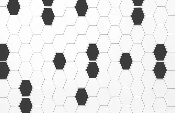 Arkitektoniska abstrakt vägg med svarta och vita geometriska hexagon — Stockfoto