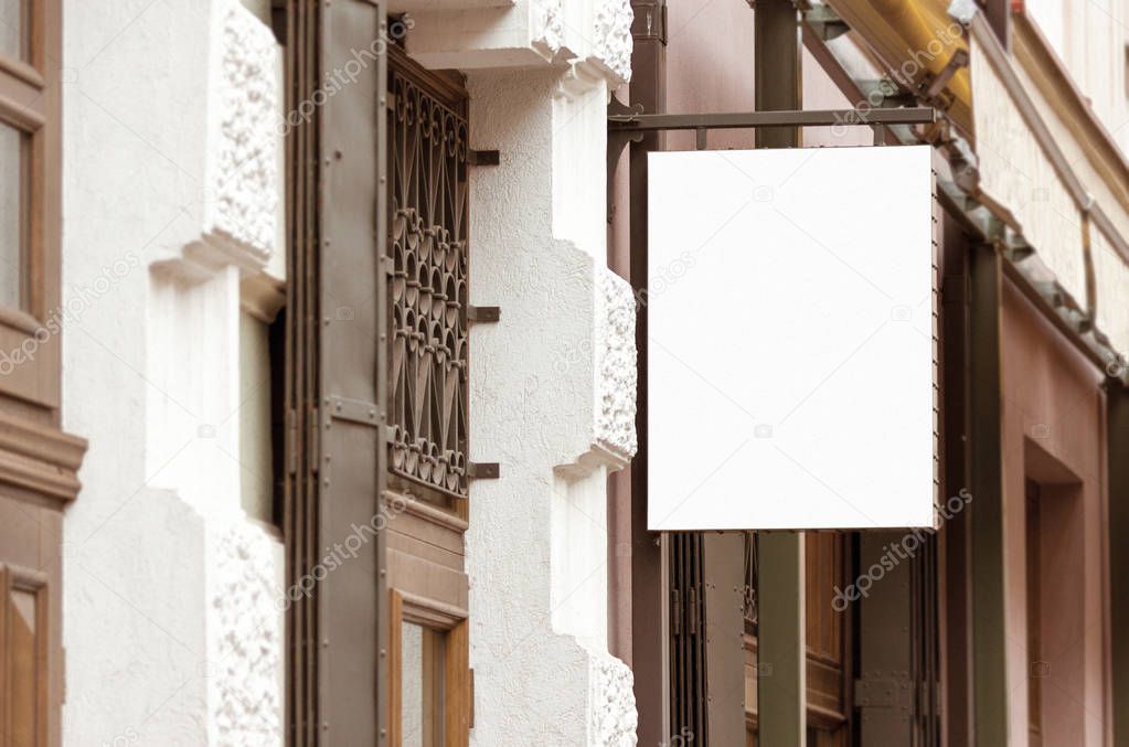 Download Blank real outdoor restaurant sign mockup — Stock Photo ...