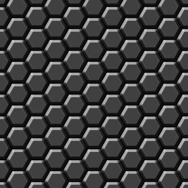 Altıgen hücreli modern ve soyut 3D siyah beyaz doku