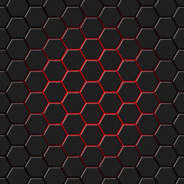 Parlak kırmızı ışığı olan modern ve soyut üç boyutlu doku. 