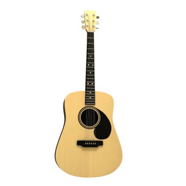 beyaz arkaplanda izole edilmiş akustik gitar