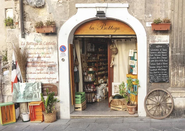 Cagliari Italia Julio 2016 Entrada Tienda Comestibles Local Tradicional Casco — Foto de Stock