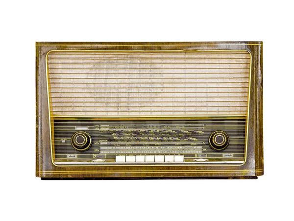 Vintage radio isolated on white background, retro alanog radio technology