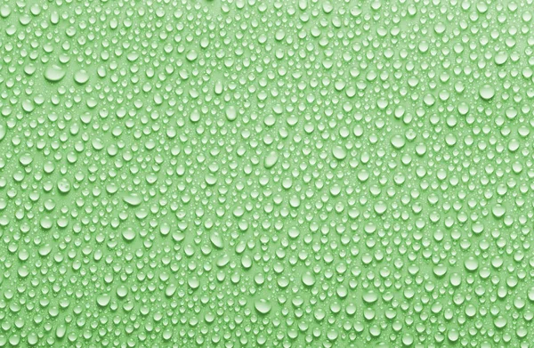 Rain Droplets Background Green Colored Water Drops Texture — Stock Photo, Image