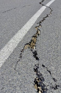 Yol closeup büyük Kaikoura, Ne depreminden çatlaklar