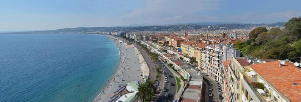 Nice Panorama of Beaches & Promenade Des Anglais, France — Stock Photo, Image