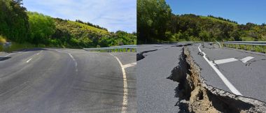 Kaikoura Earthquake Damage Repaired in  Hunderlees Hills Before  clipart
