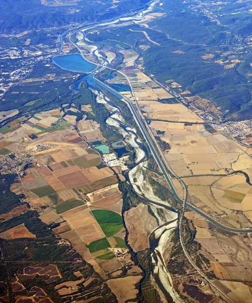 Vista aérea del valle del Ródano meridional, Provenza Francia — Foto de Stock