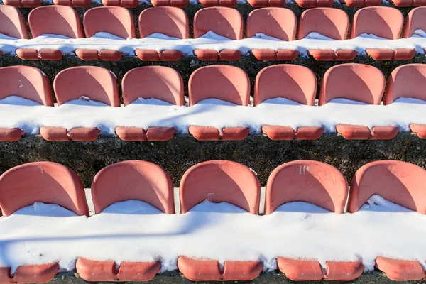 Tom snöiga stadion platser — Stockfoto
