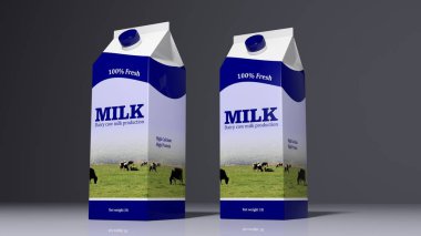 Buzdolabı çeşitli ürünleri ile. 3D çizim