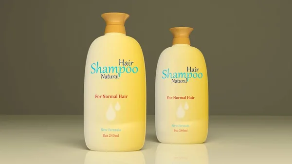 Hair Shampoo plastic bottles. 3d illustration — Stock Photo, Image