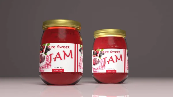 Jam glass jars. 3d illustration — Stock Photo, Image