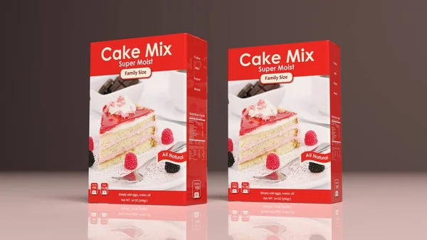 केक मिक्स पेपर पैकेज। 3 डी इलस्ट्रेशन — स्टॉक फ़ोटो, इमेज