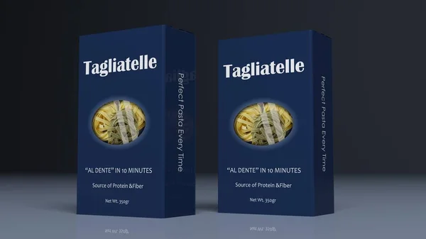 Envases de papel Tagliatelle. ilustración 3d —  Fotos de Stock