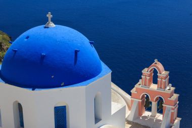 Santorini Adası Yunanistan - klasik Kilisesi'nin kubbe