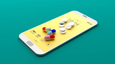 Hapları bir smartphone. 3D çizim