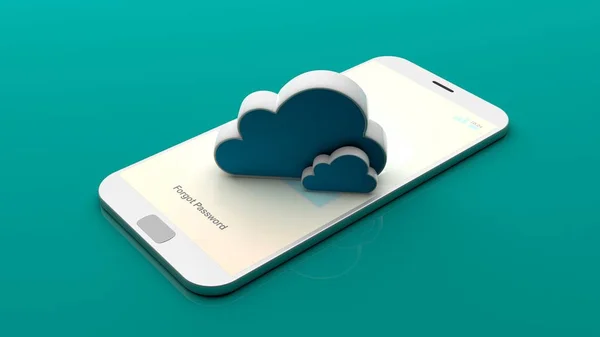 Cloud op een smartphone-scherm. 3D illustratie — Stockfoto