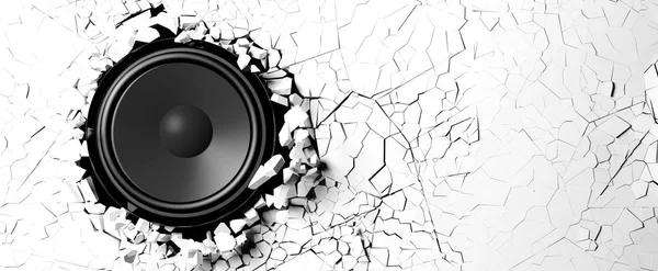 Loudspeaker on a white wall background. 3d illustration — Stock Photo, Image