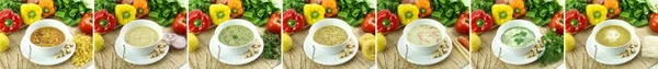 Miski zupy Collage — Zdjęcie stockowe