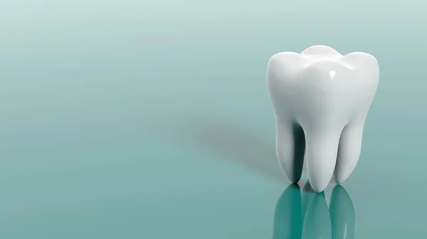Ząb na zielonym tle. ilustracja 3D — Zdjęcie stockowe