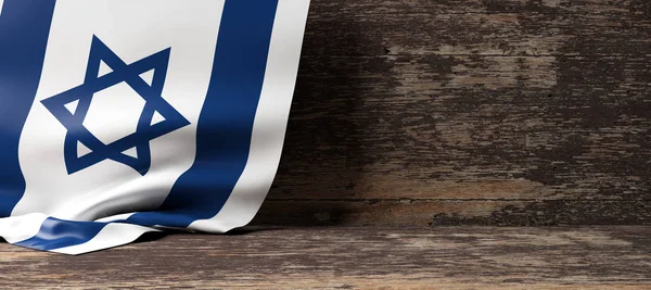 Israel flag on wooden background. 3d illustration — Stock Photo, Image