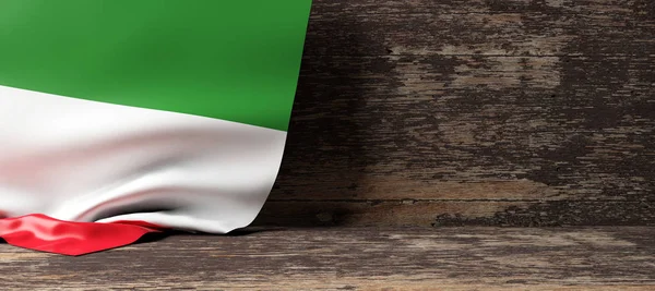 Italienische Flagge auf Holzgrund. 3D-Illustration — Stockfoto