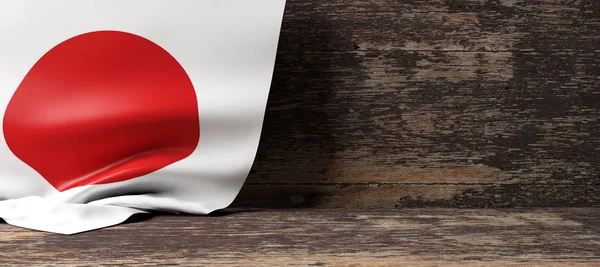 Japán zászló a fából készült háttér. 3D-s illusztráció — Stock Fotó