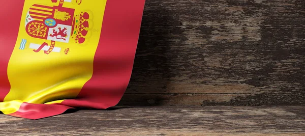 Bandera de España sobre fondo de madera. ilustración 3d —  Fotos de Stock