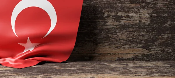 Bandera de Turquía sobre fondo de madera. ilustración 3d — Foto de Stock