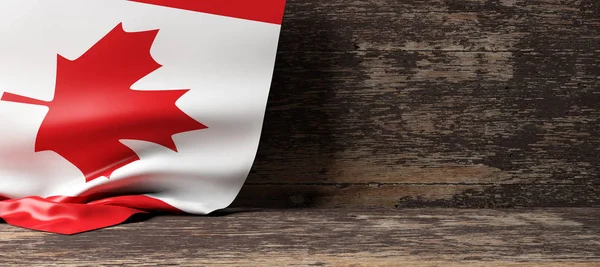 나무 배경에 캐나다 깃발입니다. 3 차원 일러스트 레이 션 — 스톡 사진