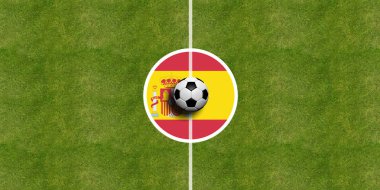 Bir futbol alan Merkezi İspanya bayrağı